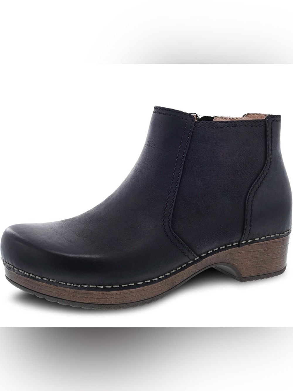Dansko Barbara Black Nubuck Leather Ankle Booties EU 36 Side Zip Comfort Clogs